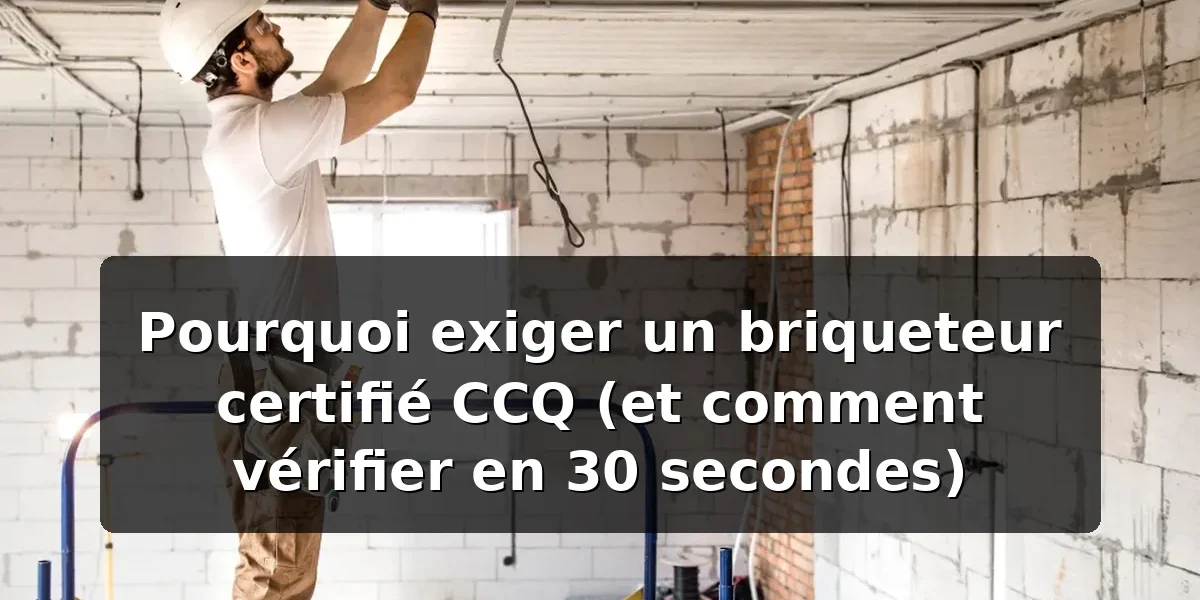 Comment vérifier qu’un briqueteur est certifié CCQ et licencié RBQ au Québec Briqueteur certifié CCQ vérification licence RBQ — illustration