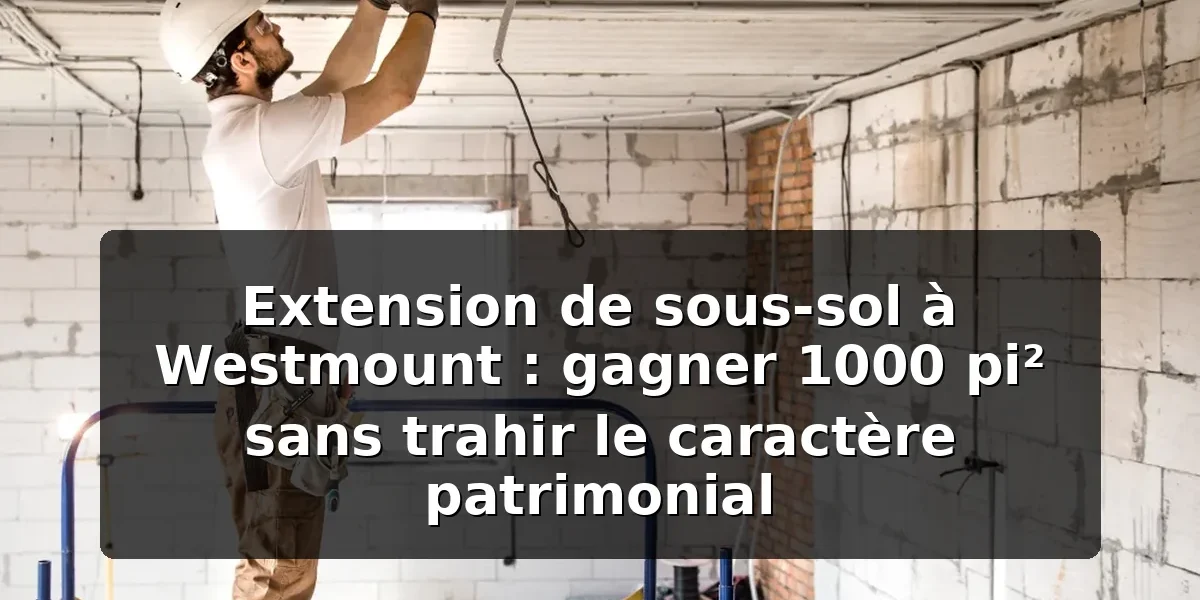 Extension de sous-sol à Westmount : gagner 1000 pi² sans trahir le caractère patrimonial Extension de sous-sol à Westmount — illustration