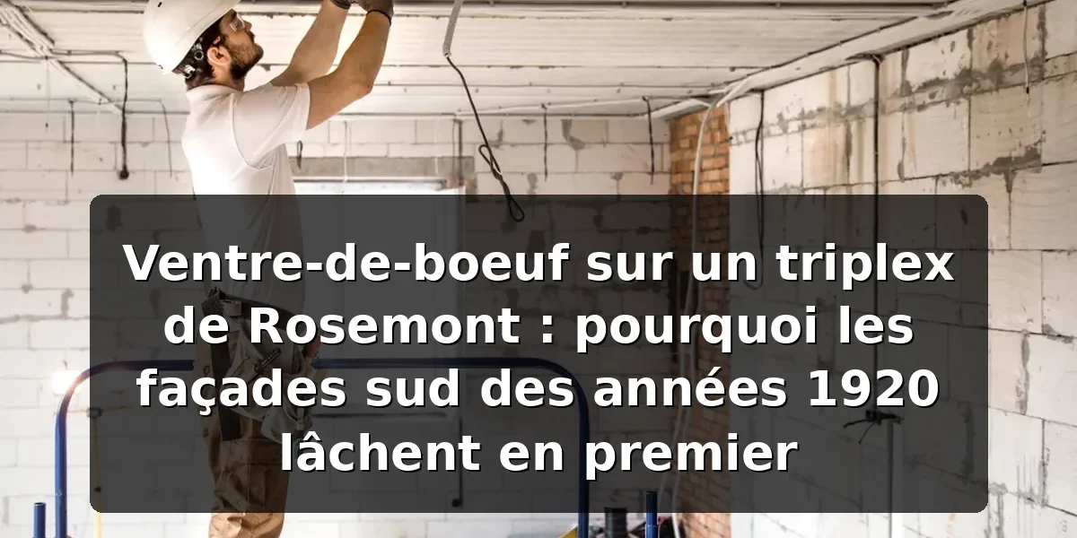 Ventre de bœuf triplex Rosemont — façade sud Ventre de bœuf sur façade sud d'un triplex à Rosemont — déformation convexe du mur de brique